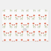 美しいオレンジウォーターカラーポピーフローラ ラッピングペーパーシート (正面2)