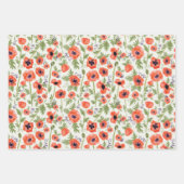 美しいオレンジウォーターカラーポピーフローラ ラッピングペーパーシート (正面)