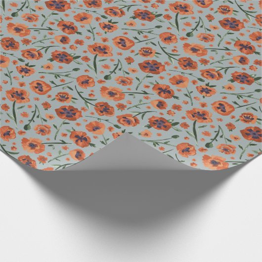 美しいオレンジケシのギフト ラッピングペーパー (角)