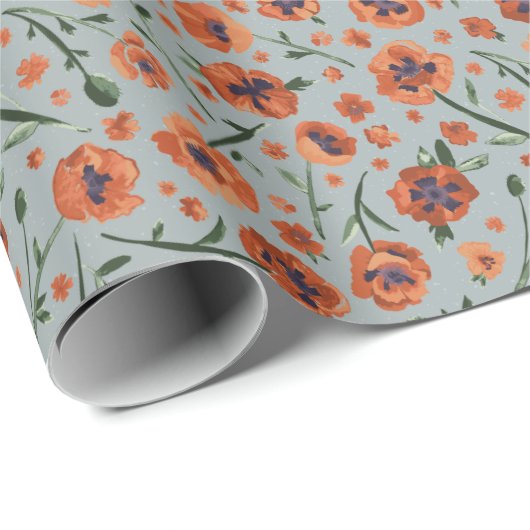 美しいオレンジケシのギフト ラッピングペーパー (ロールコーナー)