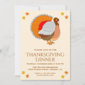 美しいオレンジターキーサンクスギビングディナーパーティー 招待状 (正面)