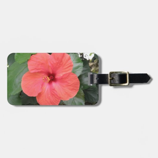 美しいオレンジハイビスカスフラワーカスタムラゲッジ ラゲッジタグ (正面横)