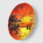美しいオレンジ日没の芸術 ラージ壁時計 (傾斜)