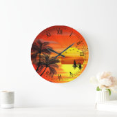 美しいオレンジ日没の芸術 ラージ壁時計 (ホーム)