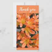 美しいオレンジ色のカフフィールリリーの花 サンキューカード (正面)