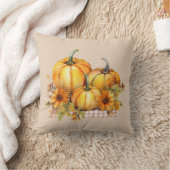 美しいオレンジ色のカボチャとヒマワリのハロウィーン クッション (ブランケット)