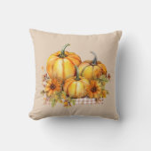 美しいオレンジ色のカボチャとヒマワリのハロウィーン クッション (正面)