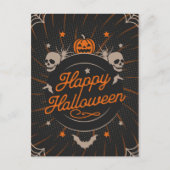 美しいオレンジ色のハッピーハロウィン ポストカード (正面)