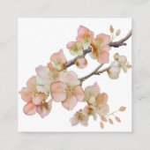 美しいオレンジ色のフローラの水色の花RSVP エンクロージャーカード (裏面)