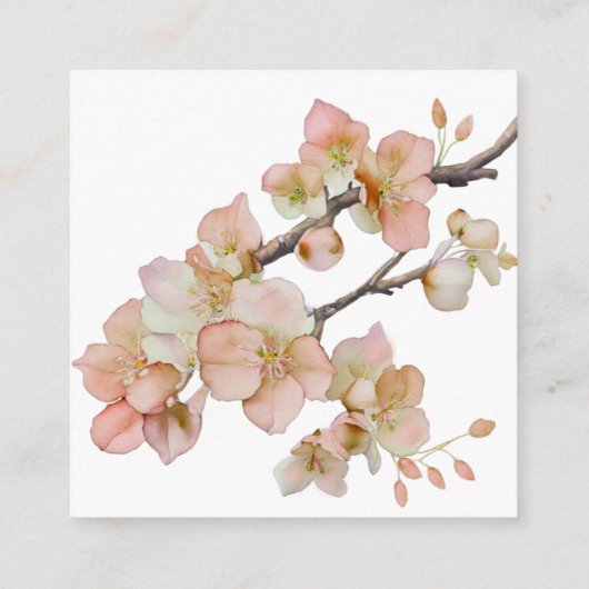 美しいオレンジ色のフローラの水色の花RSVP エンクロージャーカード (裏面)