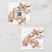 美しいオレンジ色のフローラの水色の花RSVP エンクロージャーカード (正面/裏面)