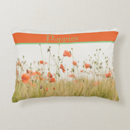 美しいオレンジ色のポピーの花、カスタマイズ可能。 アクセントクッション
