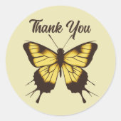 美しいオレンジ色のミニマリストバタフライサンキュー ラウンドシール (正面)