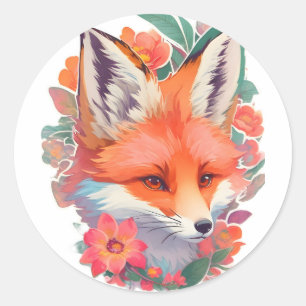 美しいオレンジ色の明るいフルカラーキツネの花 ラウンドシール