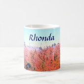 美しいオレンジ色の森 コーヒーマグカップ (中央)