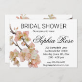 美しいオレンジ色の水色フローラブライダルシャワー 招待状 (正面/裏面)