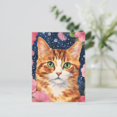 美しいオレンジ色の猫 ポストカード (スタンド正面)