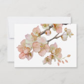 美しいオレンジ色の緑のフローラの水色の花 出欠カード (裏面)