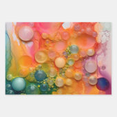 美しいオレンジ色の緑の液体注セルアート ラッピングペーパーシート (正面)