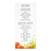 美しいオレンジ色の花の書道結婚式プログラム ラックカード (裏面)