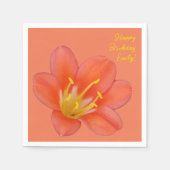 美しいオレンジ色の花写真 | スタンダードカクテルナプキン (正面)