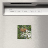 美しいオレンジ色の蝶と白の花磁石 マグネット (インサイチュ (食洗機))