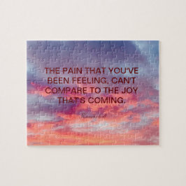 美しいオレンジ色の赤と赤のサンセットバイブル引用文 ジグソーパズル