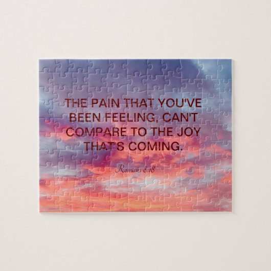 美しいオレンジ色の赤と赤のサンセットバイブル引用文 ジグソーパズル (横)