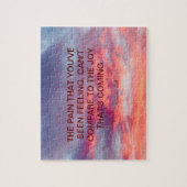 美しいオレンジ色の赤と赤のサンセットバイブル引用文 ジグソーパズル (縦)