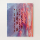 美しいオレンジ色の赤と赤のサンセットバイブル引用文J ジグソーパズル (縦)