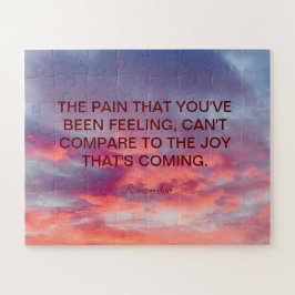 美しいオレンジ色の赤と赤のサンセットバイブル引用文J ジグソーパズル