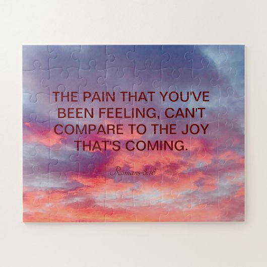 美しいオレンジ色の赤と赤のサンセットバイブル引用文J ジグソーパズル (横)