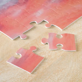 美しいオレンジ色の赤と赤のサンセットバイブル引用文J ジグソーパズル (側面)