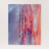 美しいオレンジ色の赤と赤のサンセットバイブル引用文J ジグソーパズル (縦)