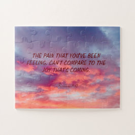 美しいオレンジ色の赤と赤のサンセットバイブル引用文J ジグソーパズル