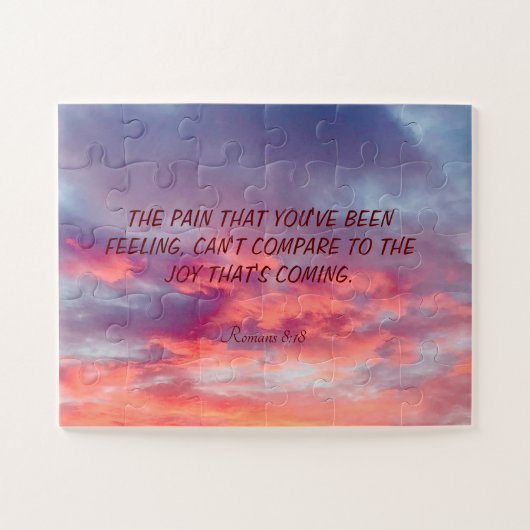 美しいオレンジ色の赤と赤のサンセットバイブル引用文J ジグソーパズル (横)