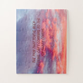 美しいオレンジ色の赤と赤のサンセットバイブル引用文J ジグソーパズル (縦)