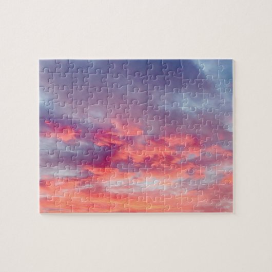 美しいオレンジ色の赤と赤の夕焼けの夏の空 ジグソーパズル (横)
