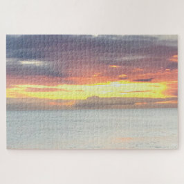 美しいオレンジ色の黄色い夕日の夏の空の海 ジグソーパズル