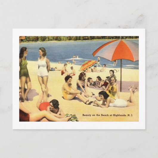 美しいオンビーチ、ハイランズ、ニュージャージーヴィンテージ ポストカード (正面)