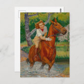 美しいオン馬1960sピンアップ女の子 ポストカード (正面/裏面)