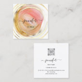 美しいオーガニックショップQRコードロゴバラ金ゴールド絵を描 スクエア名刺 (正面/裏面)