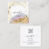 美しいオーガニックショップQRコードロゴピンク金ゴールド絵を描 スクエア名刺 (正面/裏面)