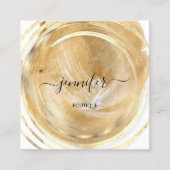 美しいオーガニックショップQRコードロゴホワイト金ゴールド絵を描 スクエア名刺 (正面)