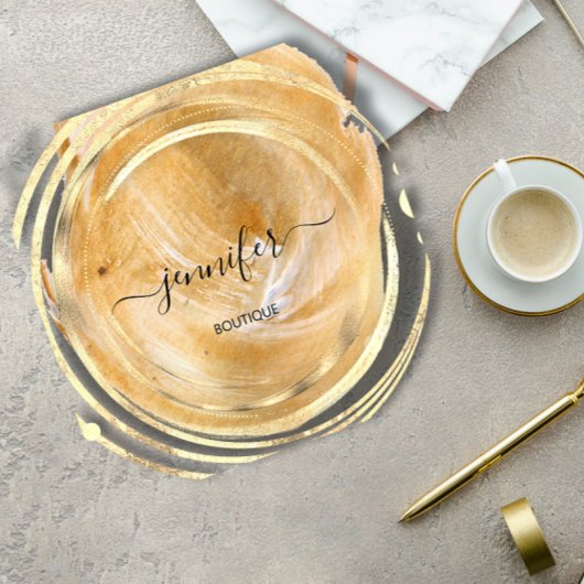 美しいオーガニックショップQRコードロゴホワイト金ゴールド絵を描 スクエア名刺