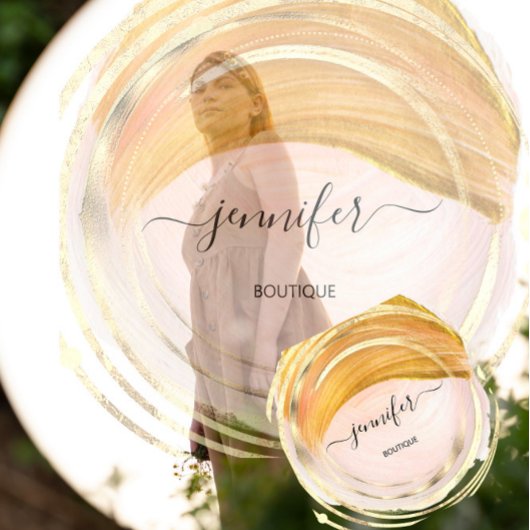 美しいオーガニックショップQRロゴソープピンク金ゴールドピンク スクエア名刺