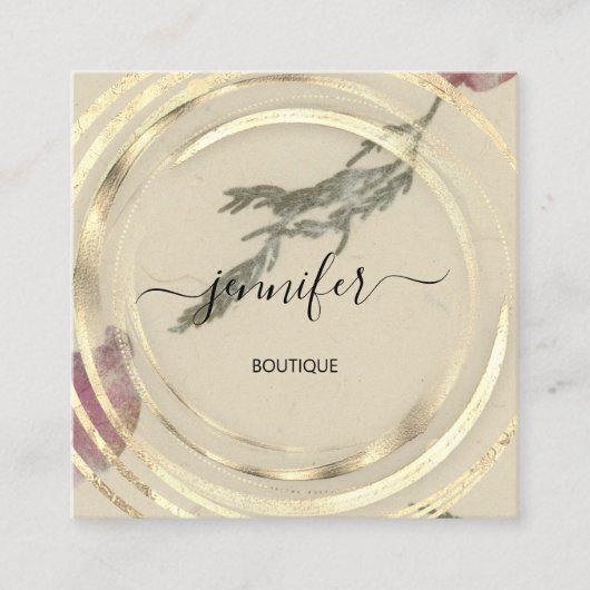 美しいオーガニックバイオショップハーブQRロゴソープナチュラル スクエア名刺 (正面)