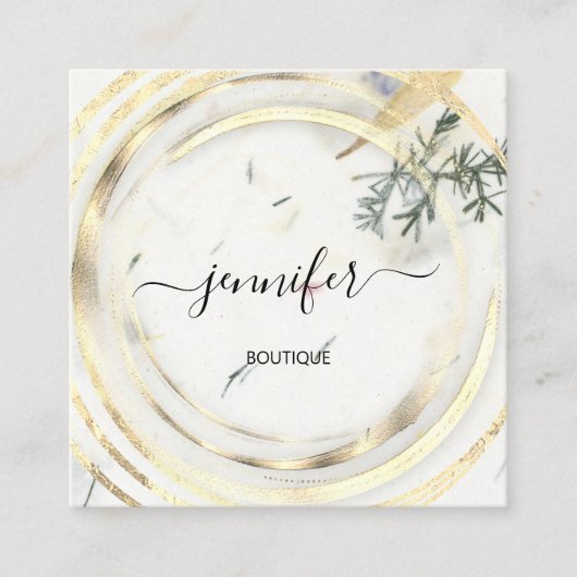 美しいオーガニックバイオショップハーブQRCodeロゴソープ体 スクエア名刺 (正面)