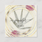 美しいオーガニックバイオショップ金ゴールドQRコードロゴ石鹸 スクエア名刺 (正面)