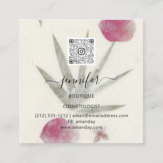 美しいオーガニックバイオショップ金ゴールドQRコードロゴ石鹸 スクエア名刺 (裏面)